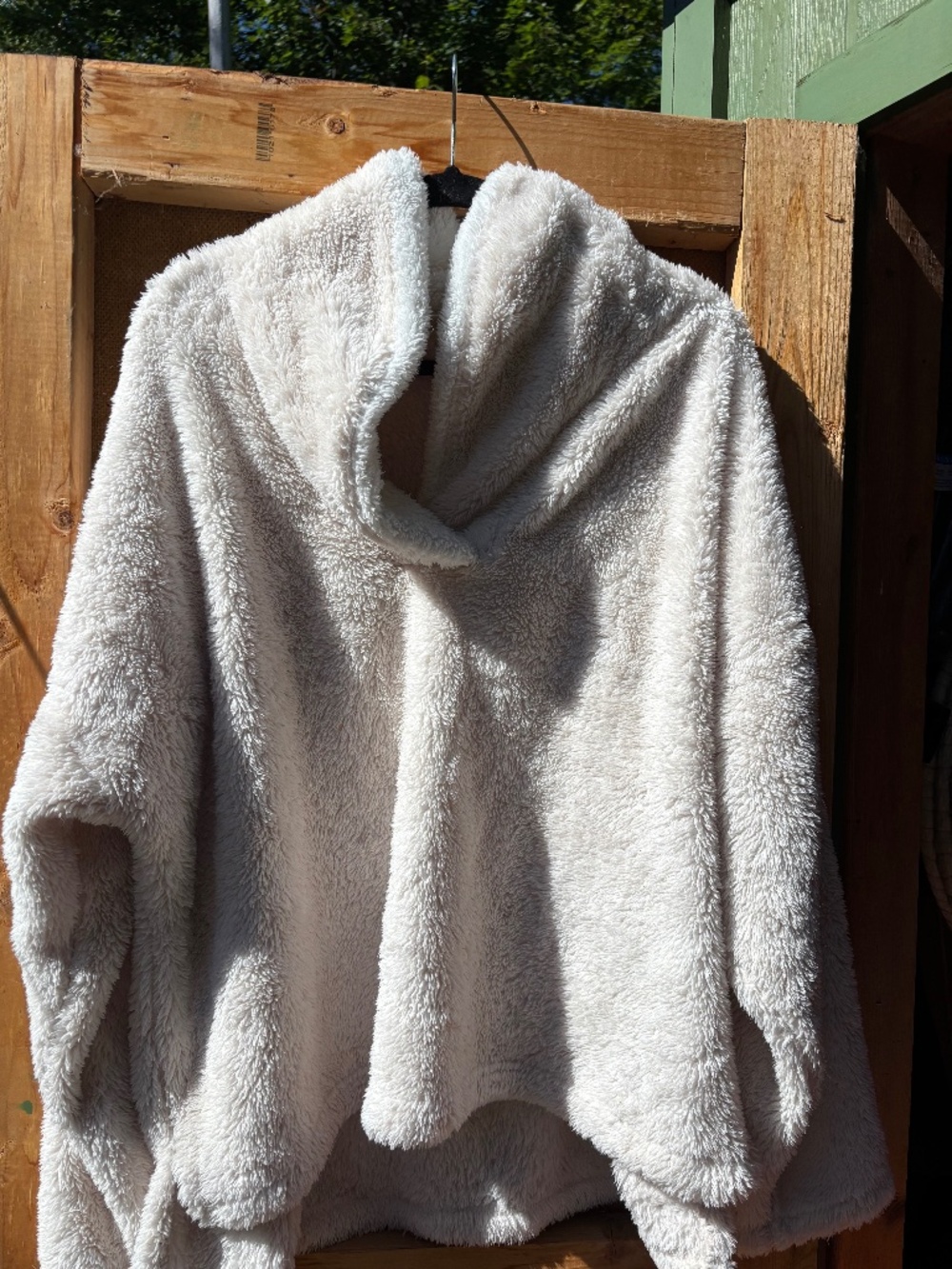 White, fuzzy sweater